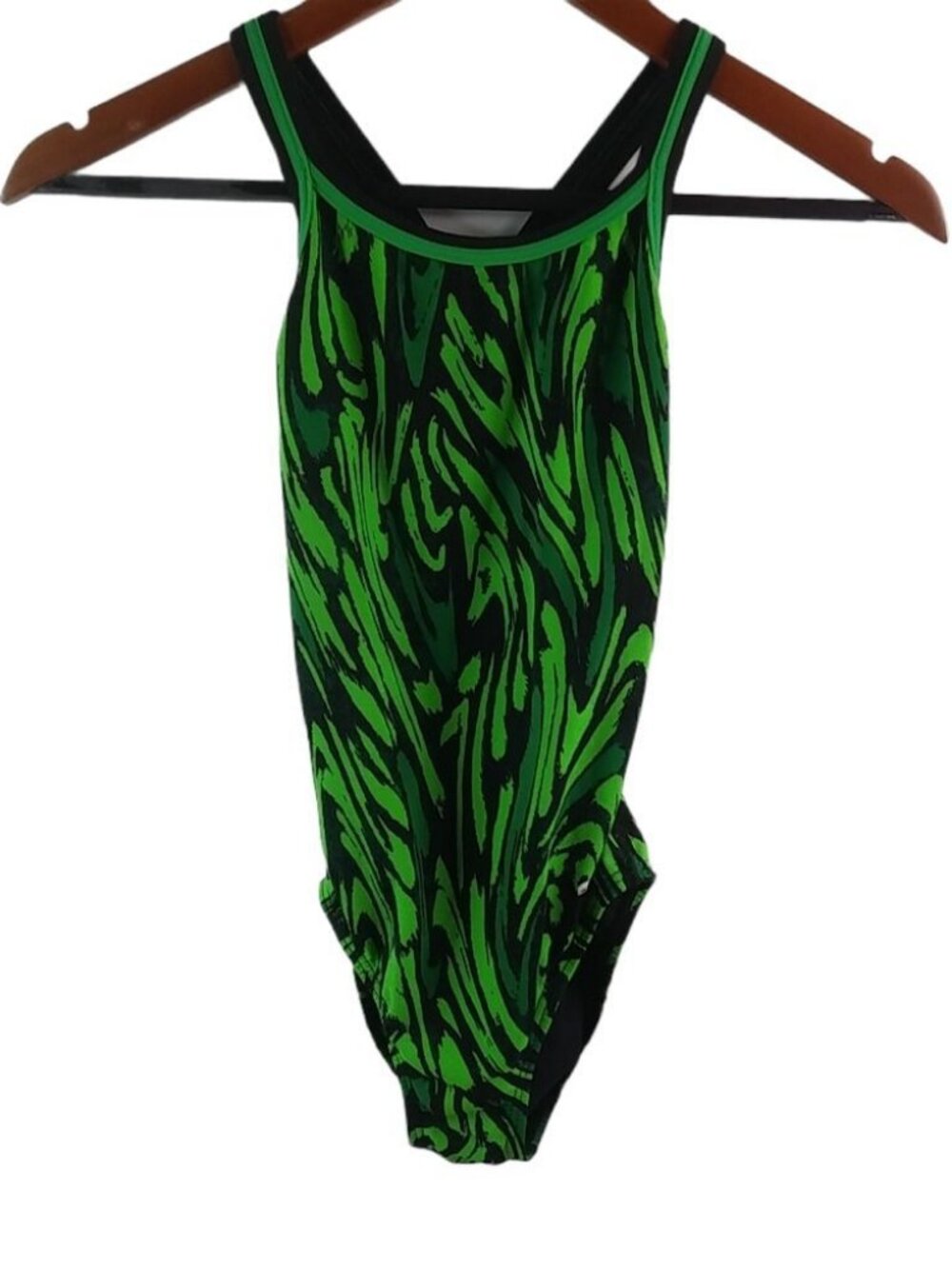 Dolfin 28 Girls M Electric Green Tiger Swim Suit